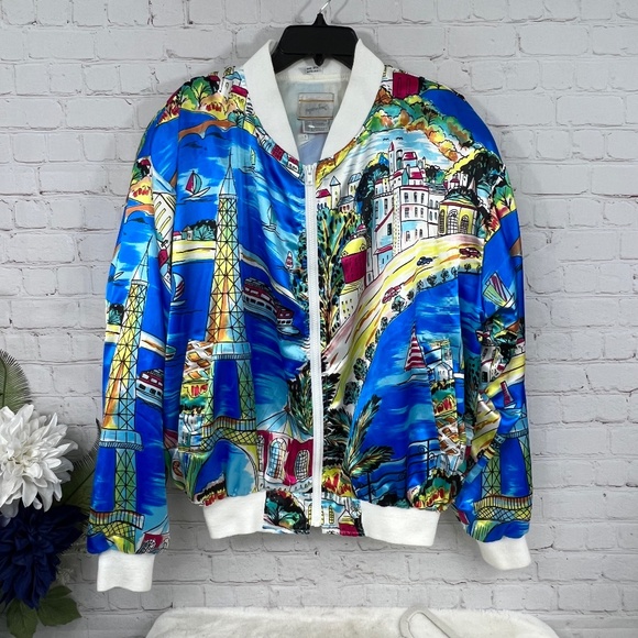Jacqueline Ferrar Jackets & Blazers - 🏷️VINTAGE |•JACQEULINE FERRAR•| Oversize Multicolor Satin Jacket